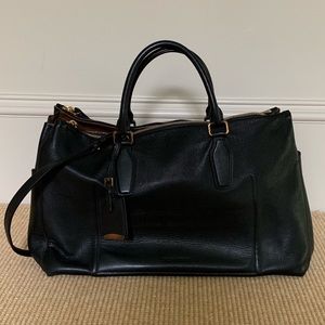 Jil Sander Black Leather Tote w/Two Zippers